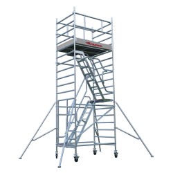  Rusztowanie TOP SYSTEM SAFETY ZE SCHODAMI 135 x 180 cm wieża jezdna bezpieczna w montażu Faraone 